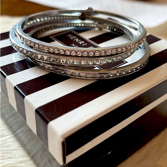henri bendel Jewelry - Henri Bendel Women’s Dark Gray Metal Bangle Bracelets With Crystals. Two Of Them